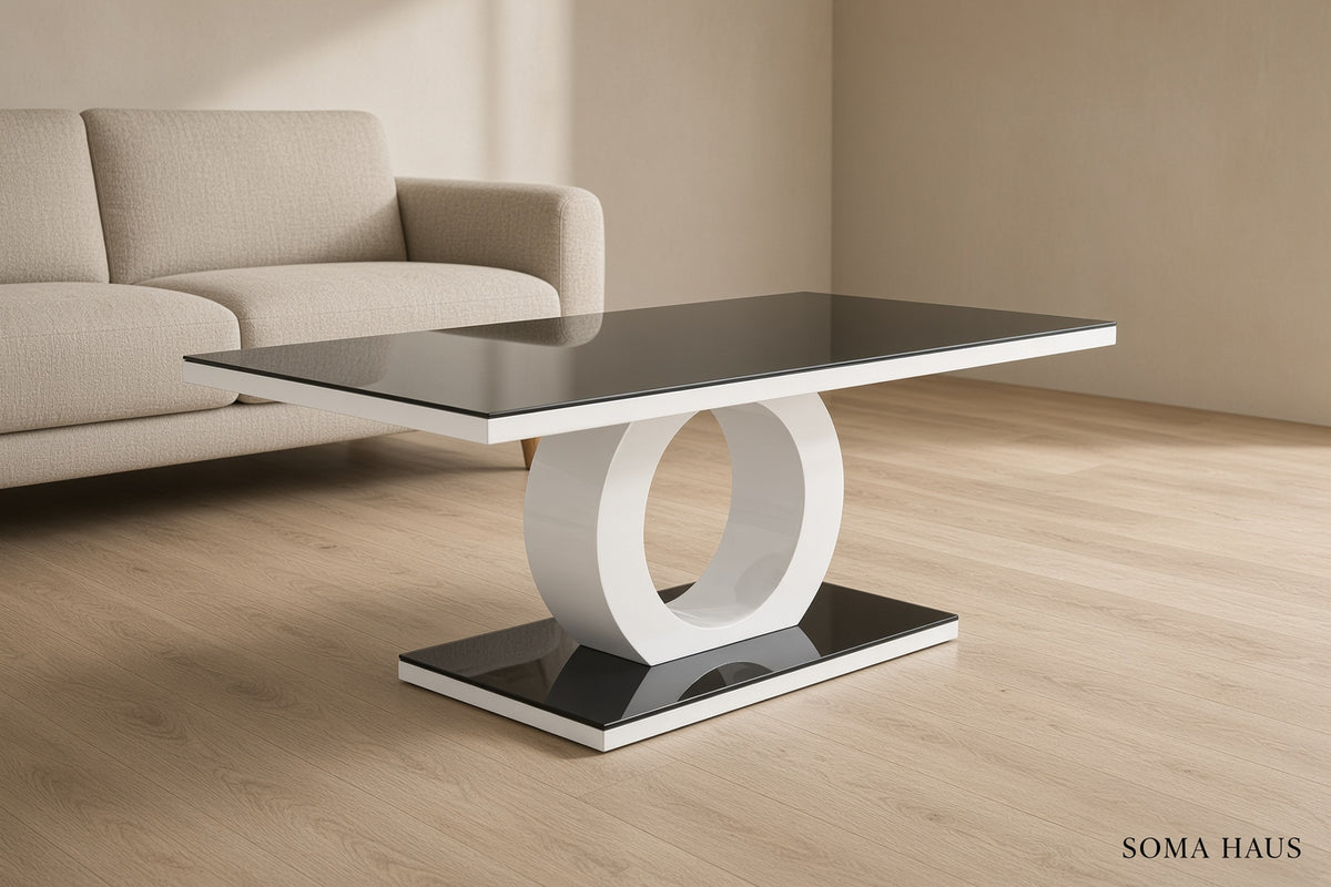 Soma Haus Giovani Black Glass and White Gloss Coffee Table