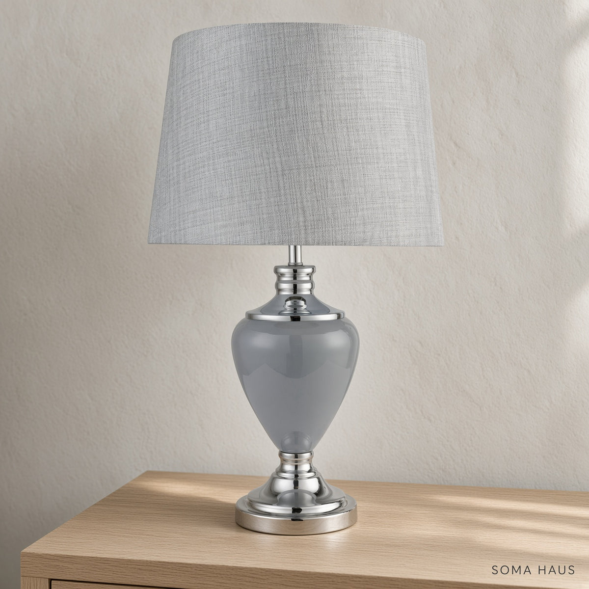Soma Haus Hepburn Ceramic Grey Linen Table Lamp