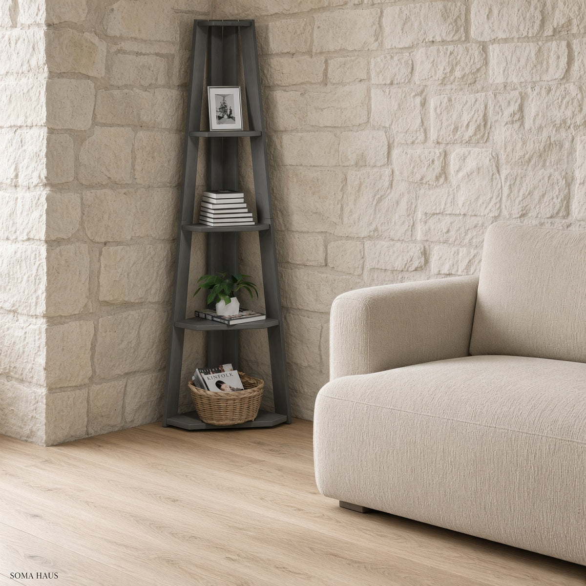 Soma Haus Ladder Bookcase Charcoal