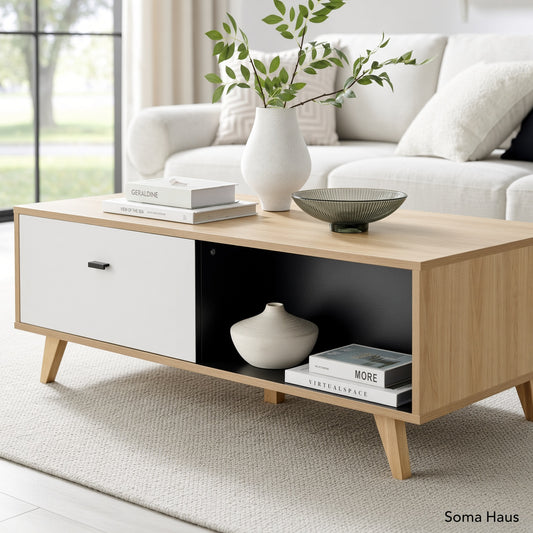 Soma Haus Bisset Off White Wood Effect Storage Coffee Table