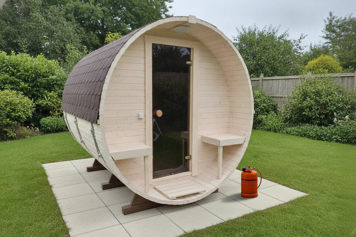 Soma Haus Outdoor Barrel Sauna 2.4m with Porch for Four to Six