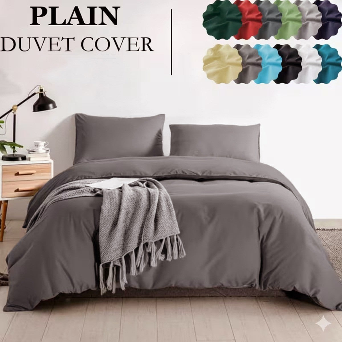 Soma Haus Plain Charcoal Duvet Set