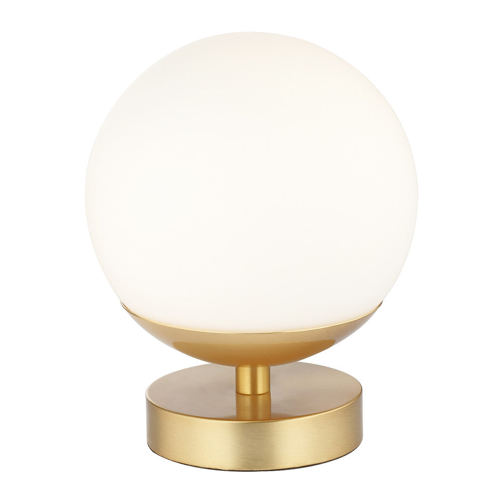 Soma Haus White Globe Table Lamp on Gold Base