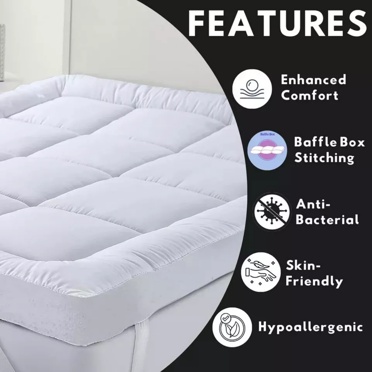Soma Haus Mattress Topper - Hypoallergenic and Machine Washable