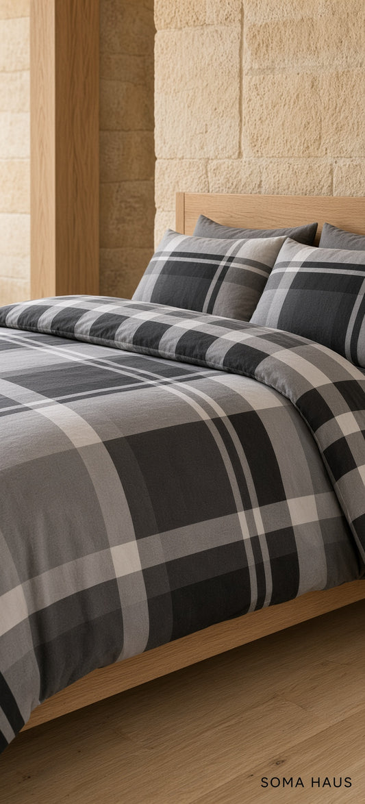 Soma Haus Grey Waverley Check Duvet Set