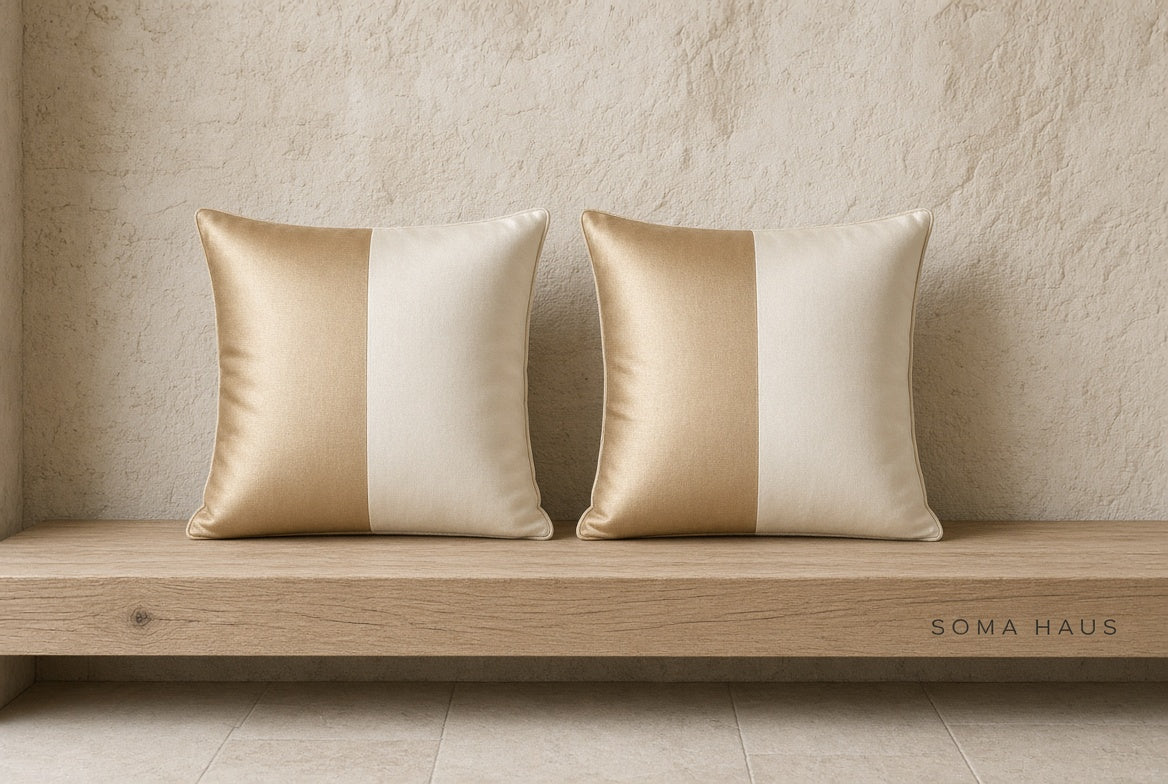 Soma Haus Cream Latte Striped Cushion Covers Set of 4
