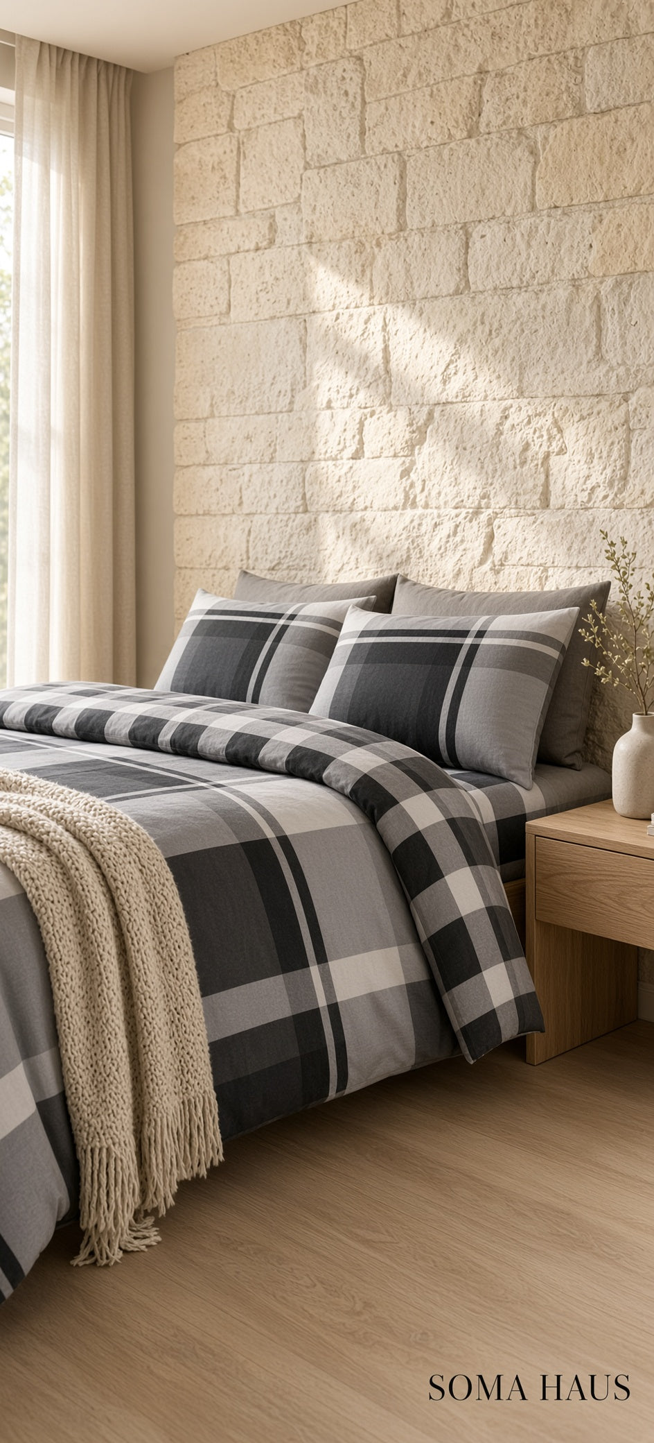 Soma Haus Grey Waverley Check Duvet Set