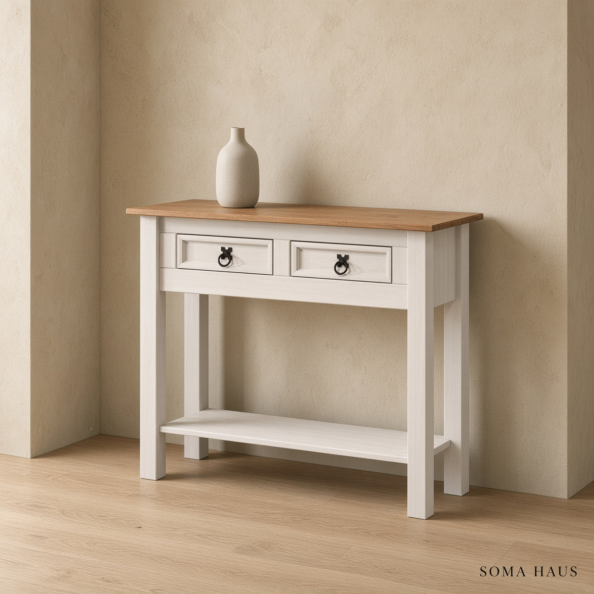 Soma Haus Console Table White 2 Drawer