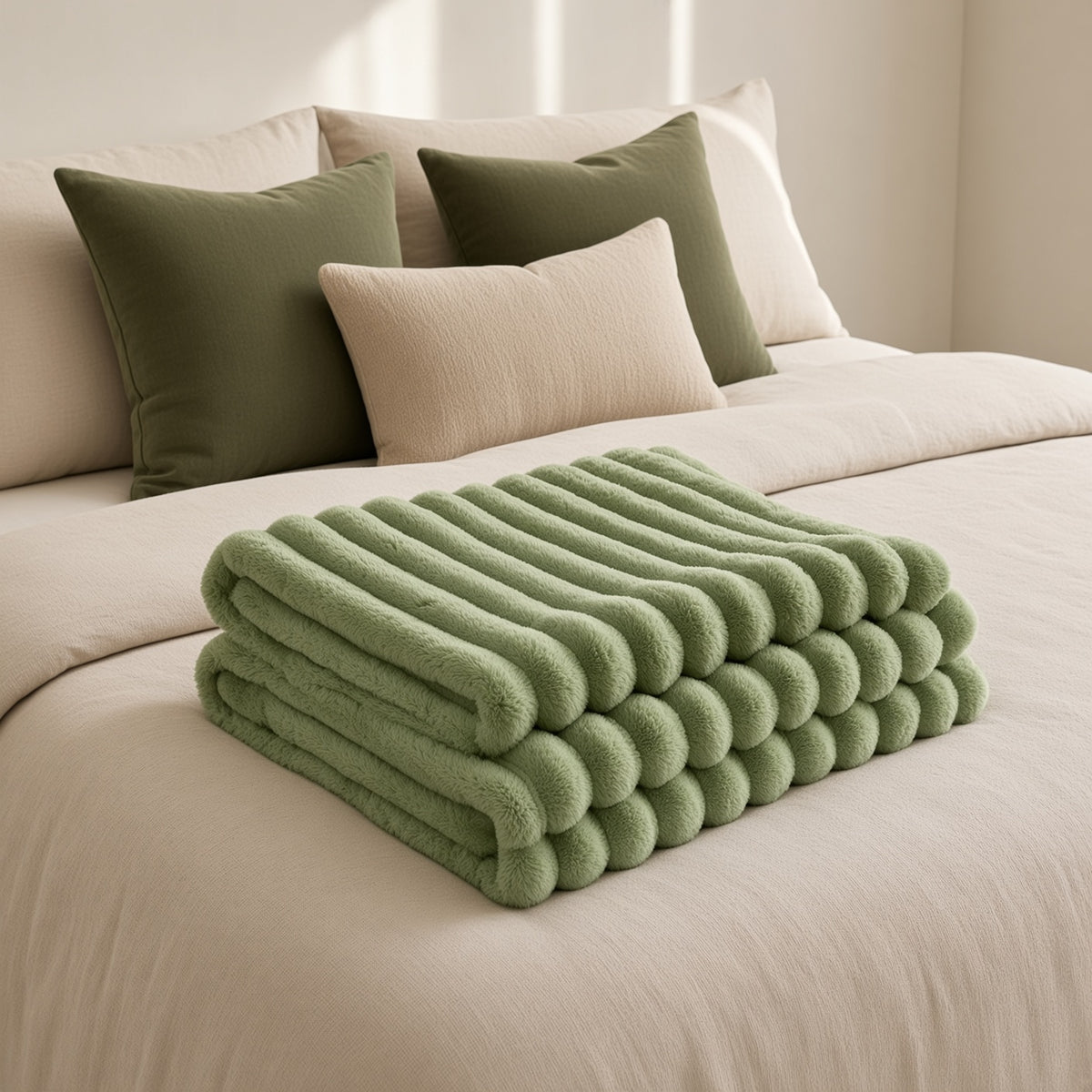 Ribbed Faux-Fur Throw