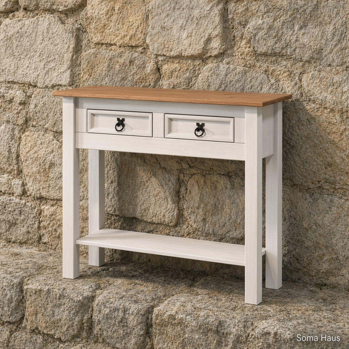Soma Haus Console Table White 2 Drawer