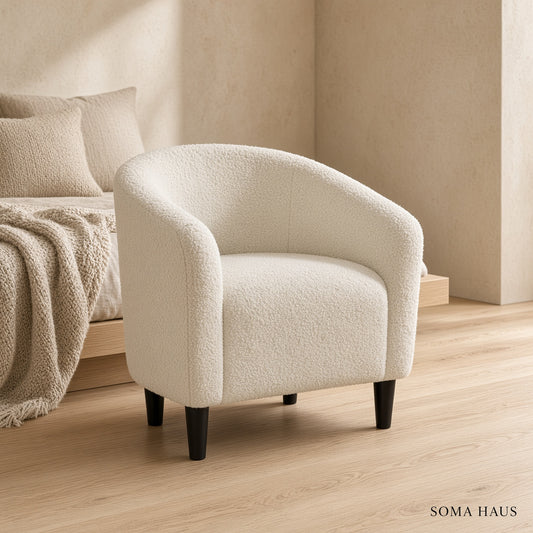 Soma Haus Ivory Boucle Tub Accent Chair