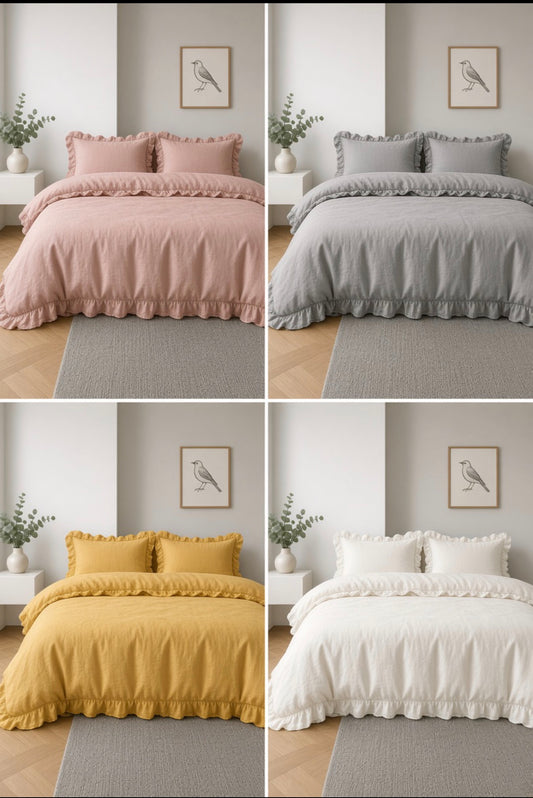 Soma Haus Plain Frilled-Edge Duvet Set