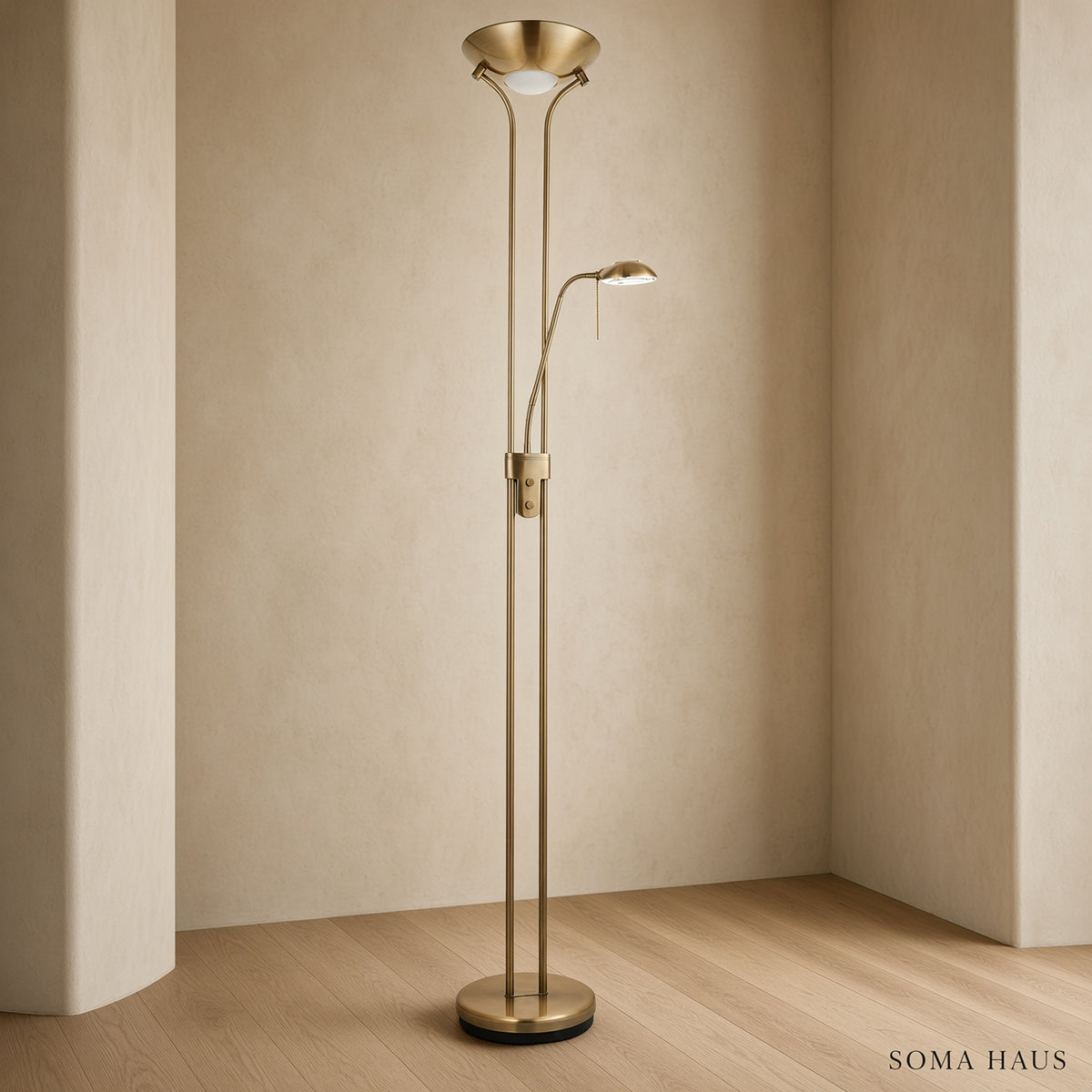 Soma Haus Mother and Child Floor Lamp Antique Brass