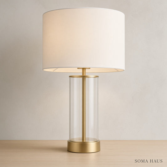 Soma Haus Satin Brass and Glass Table Lamp