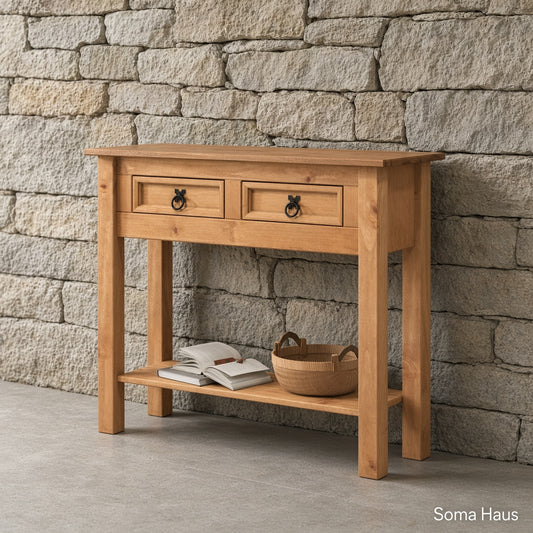Soma Haus Console Table Natural Pine 2 Drawer