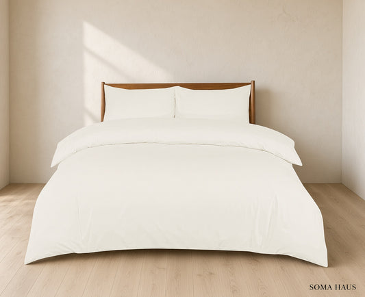 Soma Haus Plain Cream King Duvet Set