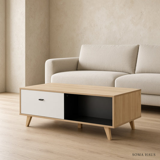 Soma Haus Bisset Off White Wood Effect Storage Coffee Table