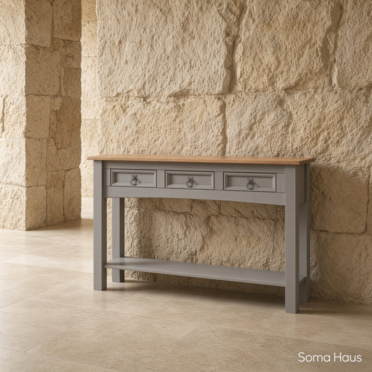 Soma Haus Console Table Grey 3 Drawer
