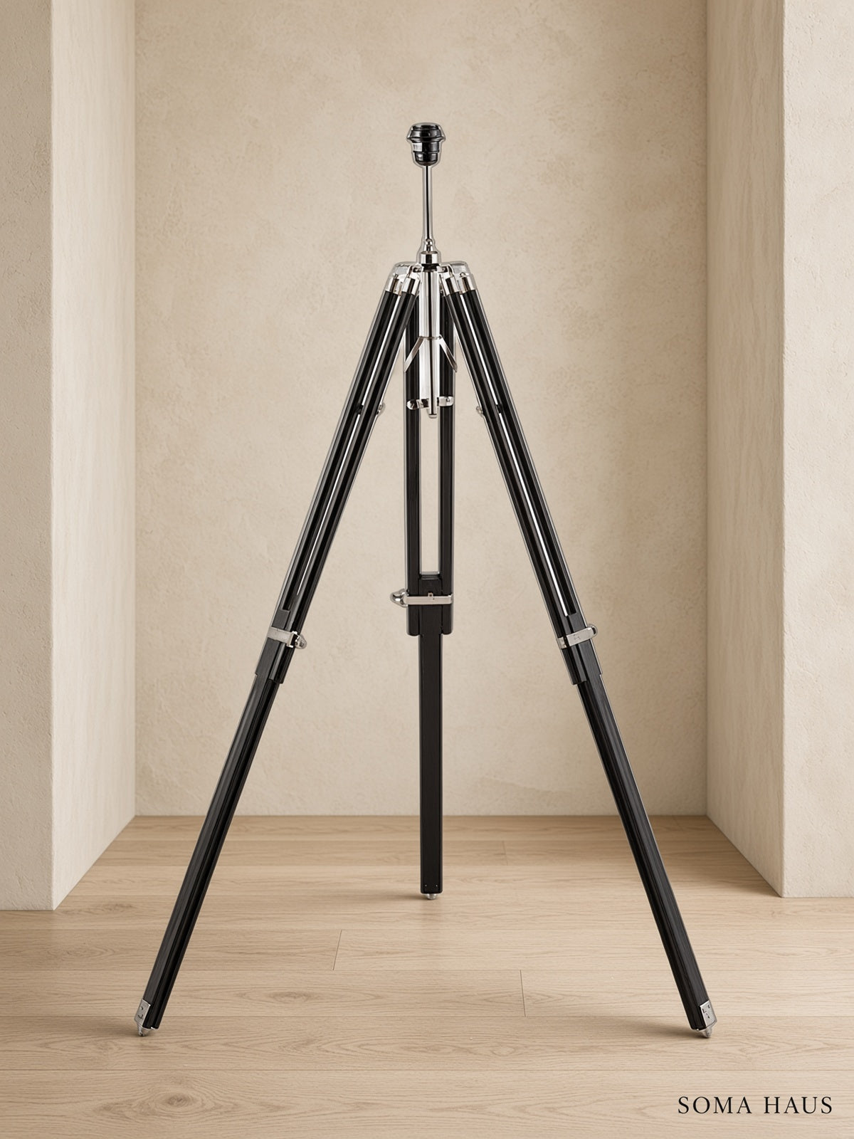 Soma Haus Dark Wood Tripod Floor Lamp