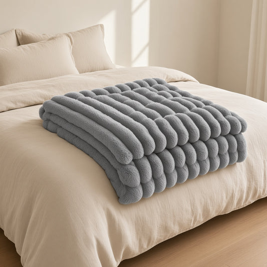 Ribbed Faux-Fur Throw
