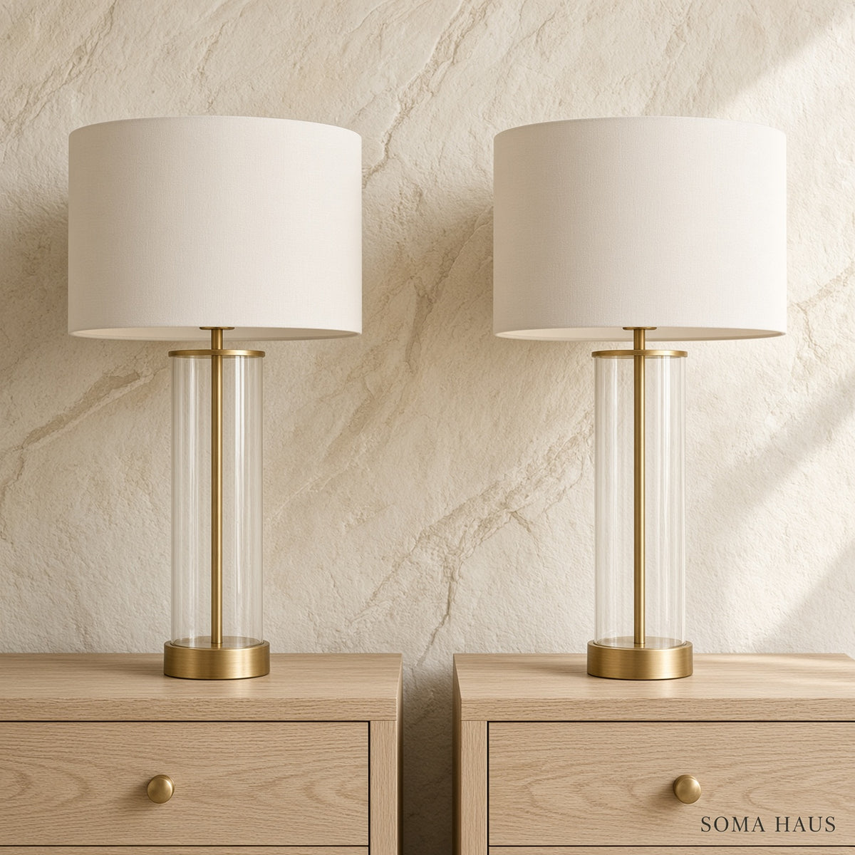 Soma Haus Pair of Gold Glass Touch Table Lamps
