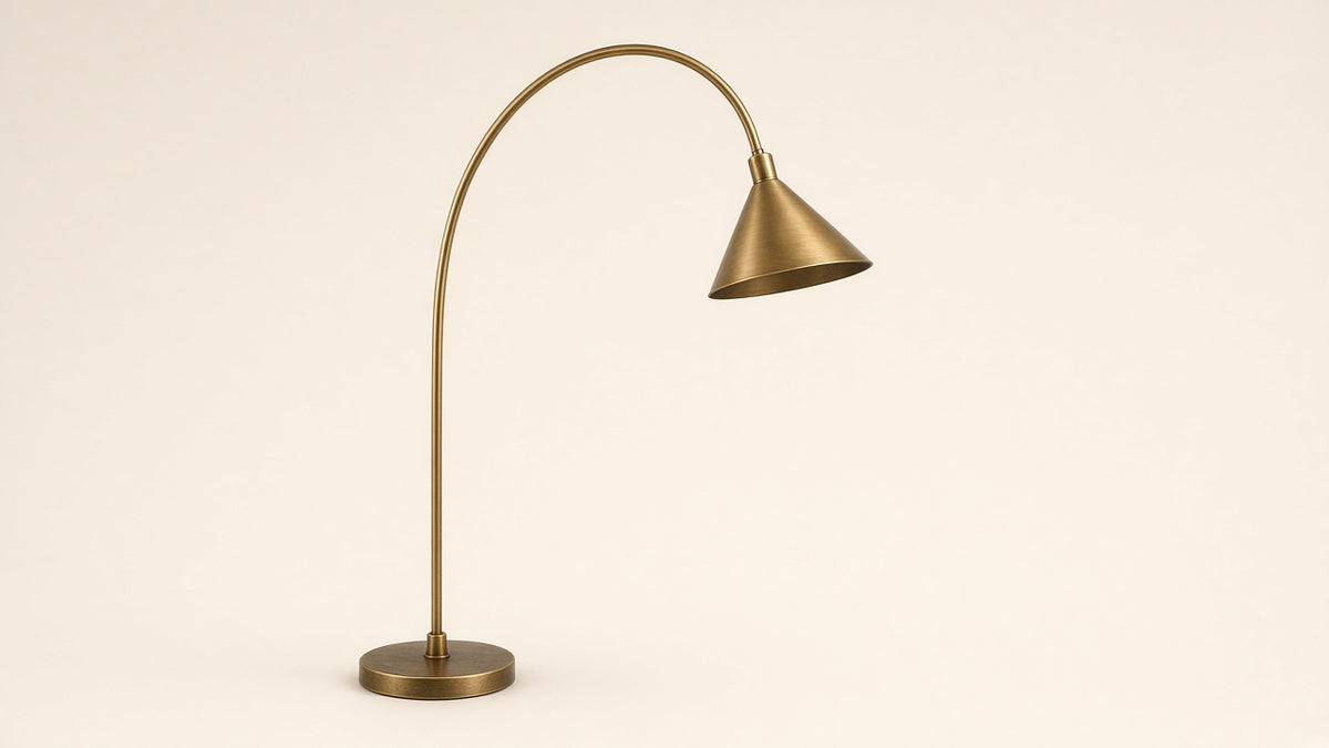 Hero — arched antique brass floor lamp