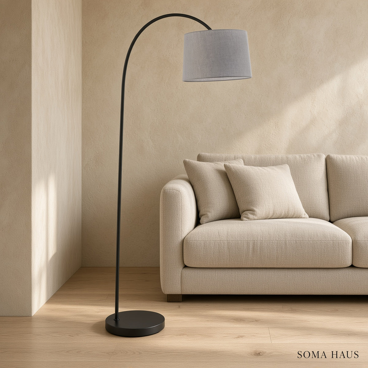 Soma Haus Matt Black Arched Floor Lamp