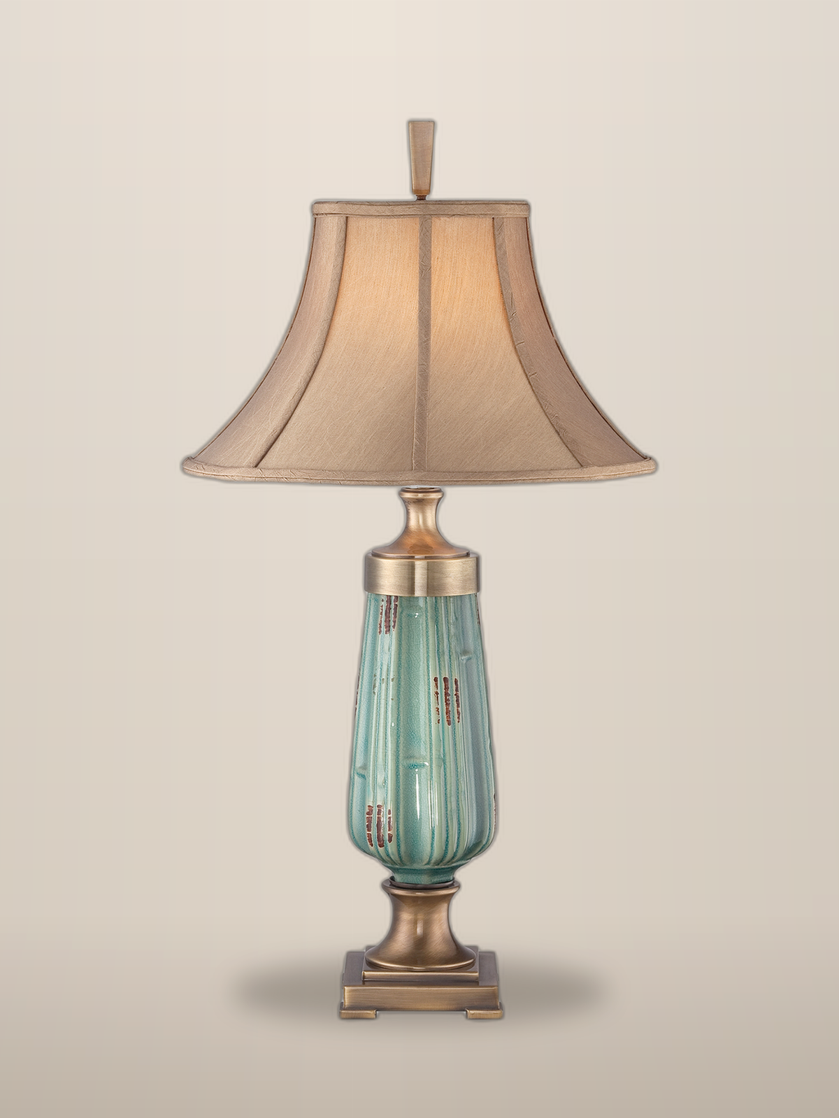 soma haus ceramic glaze aged brass table lamp
