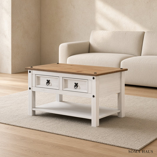 Soma Haus Coffee Table White 2 Drawer