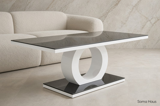 Soma Haus Giovani Black Glass and White Gloss Coffee Table