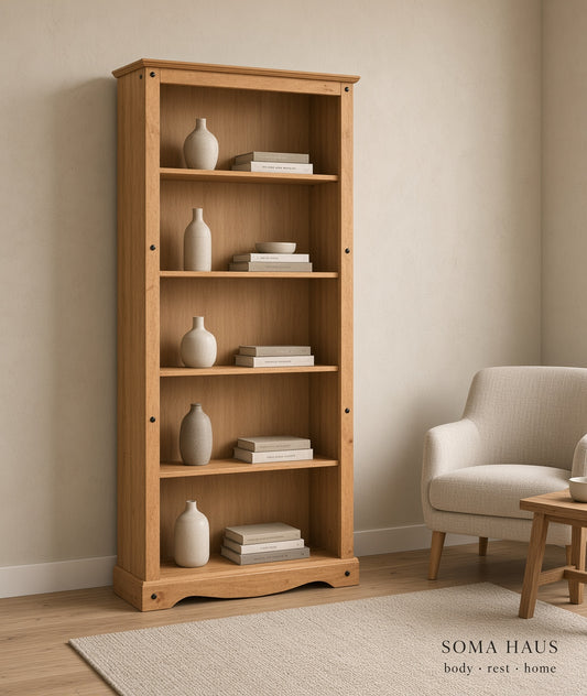 Soma Haus Tall Bookcase 5-Shelf Antique Wax