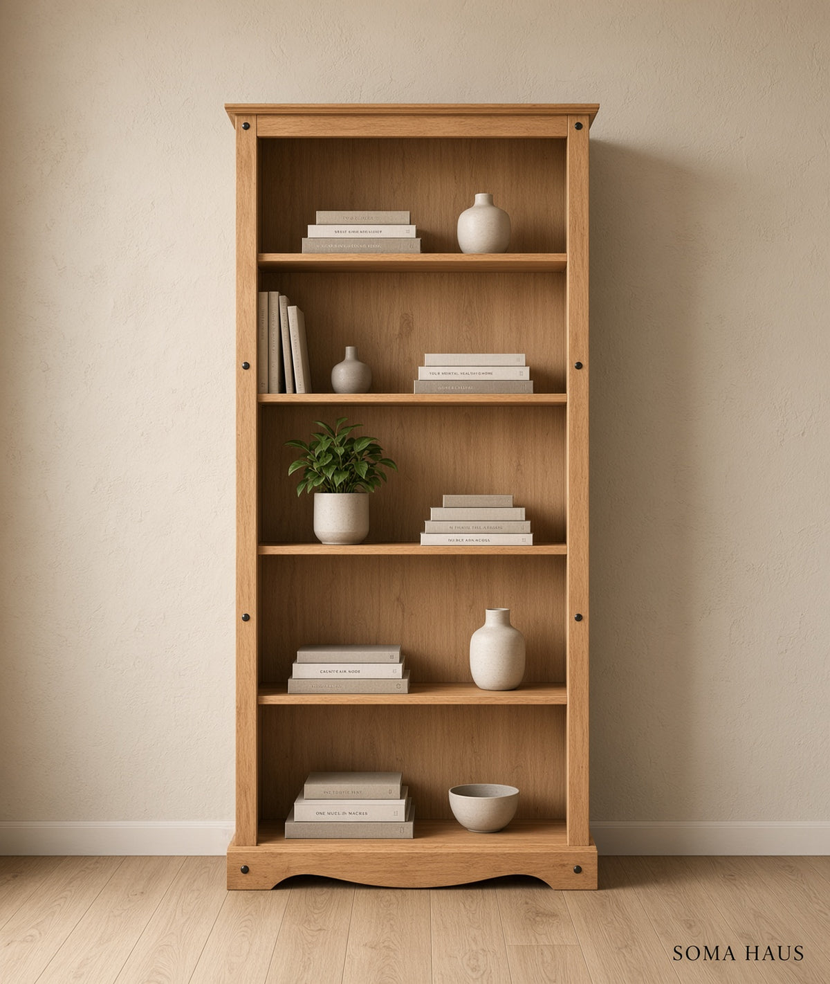 Soma Haus Tall Bookcase 5-Shelf Antique Wax