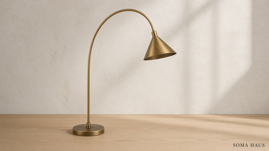 Soma Haus Antique Brass Arched Floor Lamp
