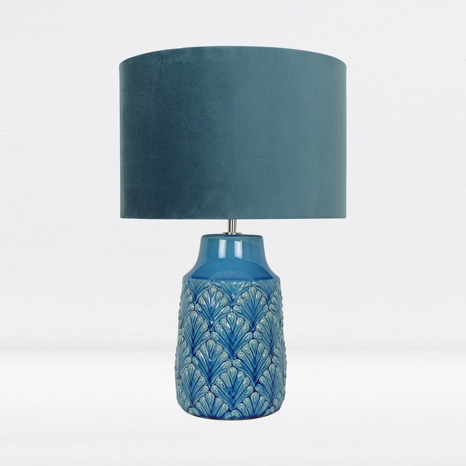 Soma Haus Teal Ceramic Table Lamps (Pair)