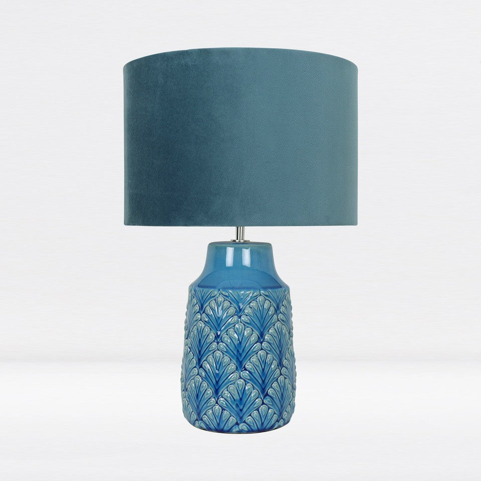Soma Haus Teal Ceramic Table Lamps (Pair)