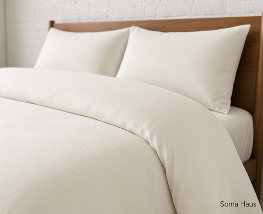 Soma Haus Plain Cream King Duvet Set