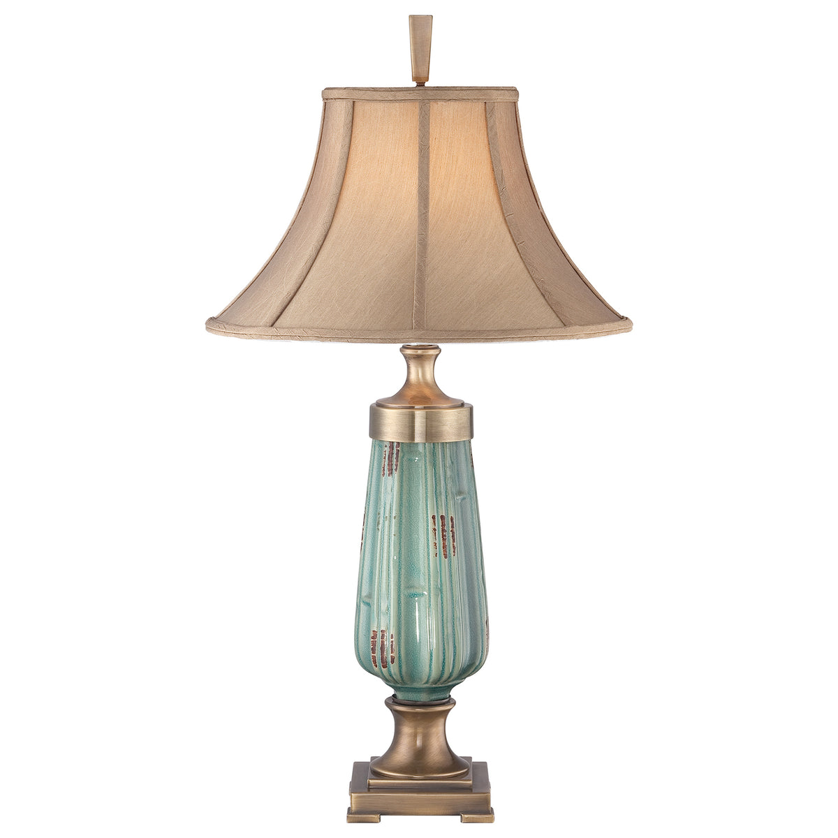 Soma Haus Ceramic Glaze Table Lamp with Aged Brass