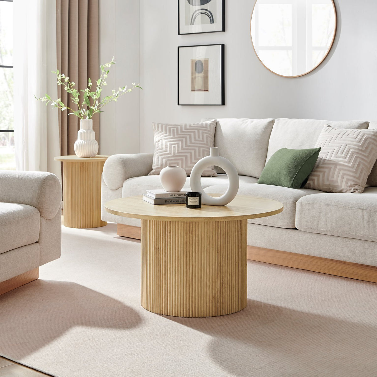 Soma Haus Penrose Oak Effect Round Pedestal Coffee Table