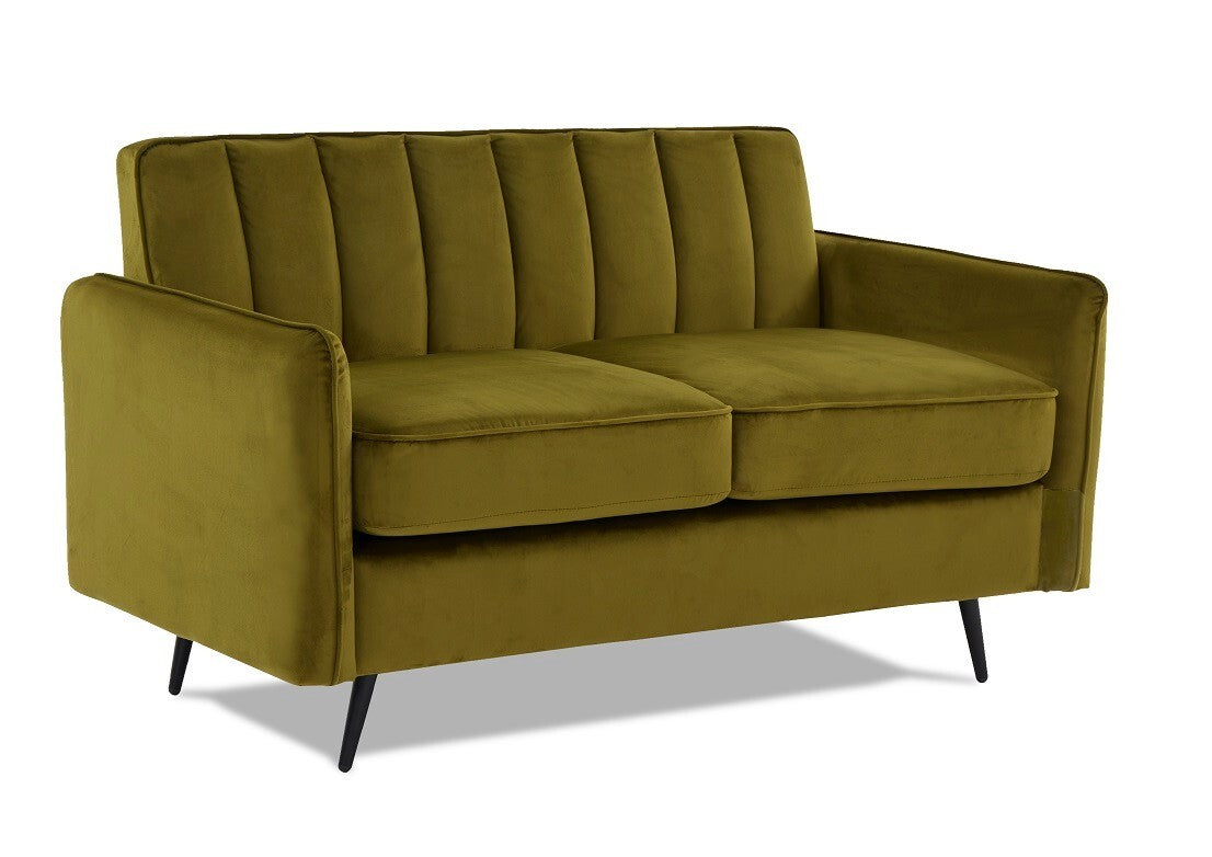 Soma Haus Olive Velvet Compact Two Seater Sofa