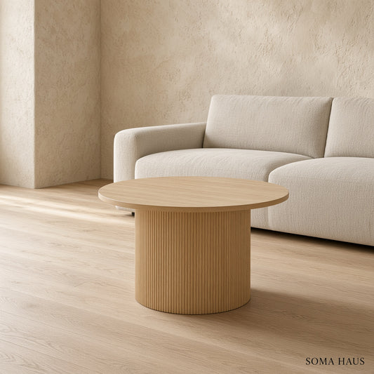 Soma Haus Penrose Oak Effect Round Pedestal Coffee Table