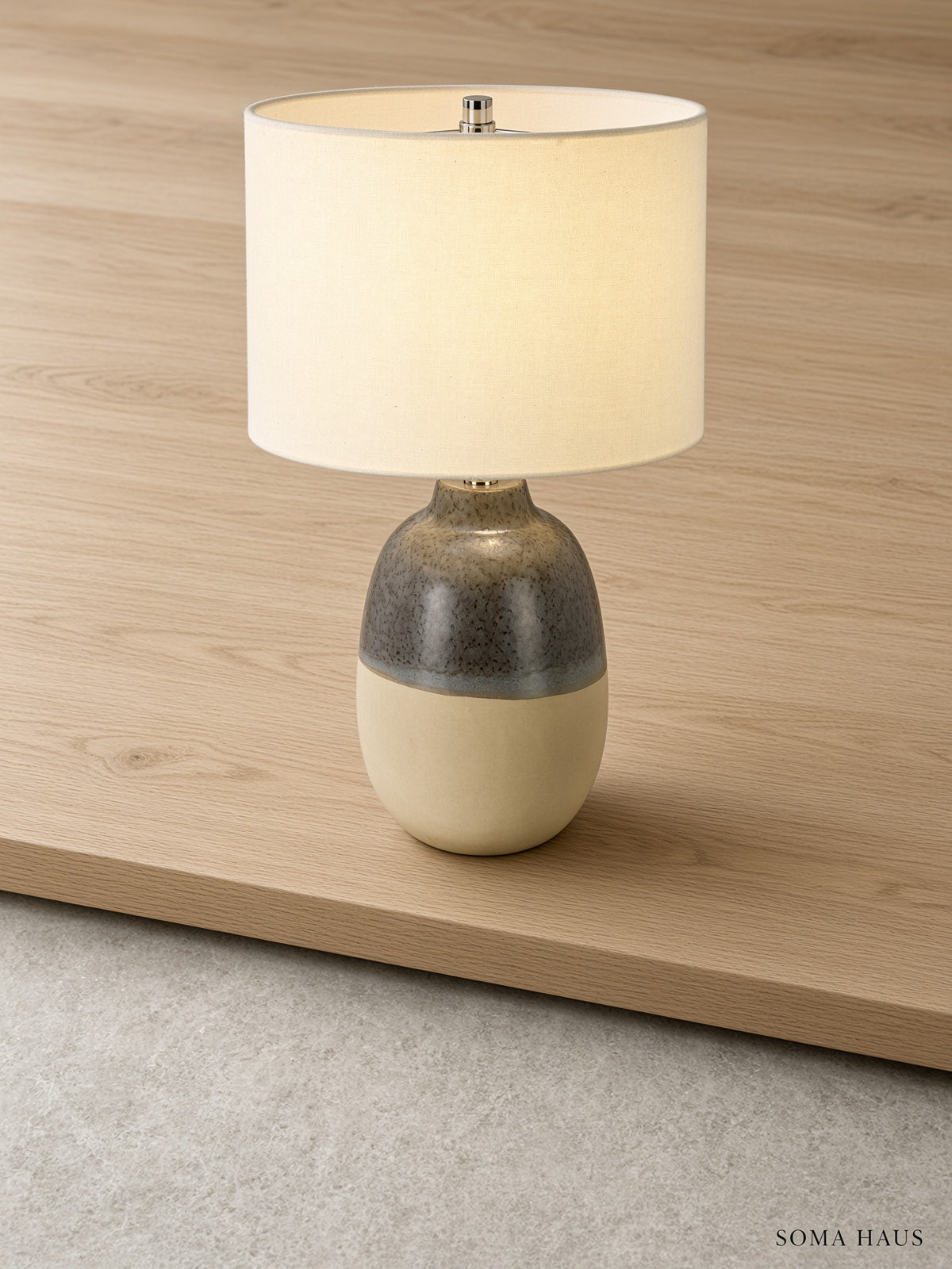 Soma Haus Grey Brown Glaze Ceramic Table Lamp