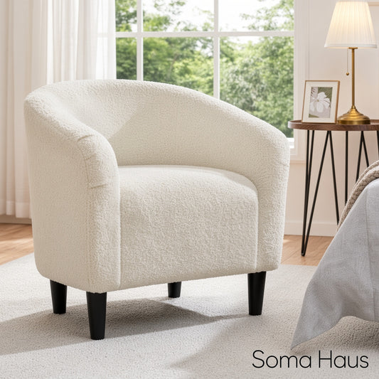 Soma Haus Ivory Boucle Tub Accent Chair
